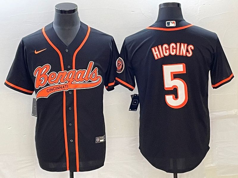Men Cincinnati Bengals #5 Tee Higgins Black Nike Co branded NFL Jersey->youth nfl jersey->Youth Jersey